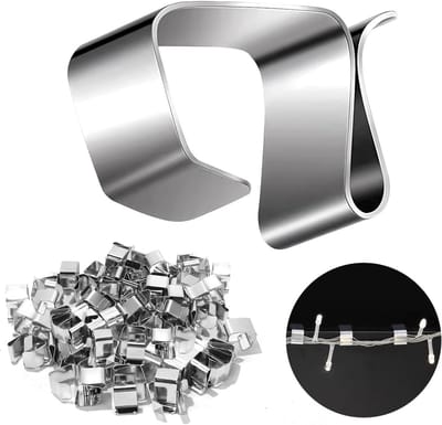 Mini Gutter Hooks voor Sfeerverlichting - 100 Stuks RVS Clips voor Kerstverlichting, Tuin, Keuken en Badkamer
