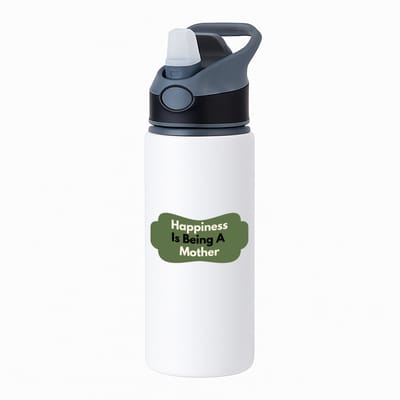 Hacebo® - happiness is being a mother waterfles met rietje zwart - Moeder - de liefste moeder - Moeder cadeautjes - moederdag - verjaardag - geschenk - kado - water fles - 650ML