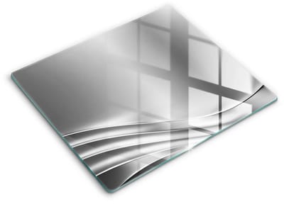 Wallfluent Glazen Snijplanken - Metalen structuur Snijplanken Glas - 60 cm x 52 cm - Zilver Snijplanken van Glas - Glazen Snijplank - Glazen Snijplank Voor Keuken - Antislip Glazen Snijplank
