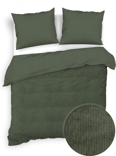 Zohome Velluto-a-Coste Dekbedovertrek - Lits-jumeaux - Katoen - 240x200-220cm - Groen