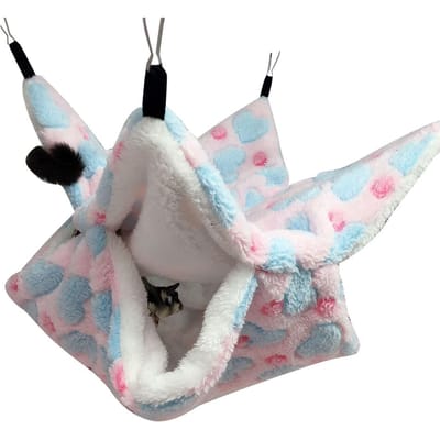 Hangmat Voor Ratten Dubbel Dik Pluche Warm Bed Voor Hamsterhuis Nest Slaapzak Hangende Boombedden Huisdier Hamsterkooi Decoratie 20x20cm roze