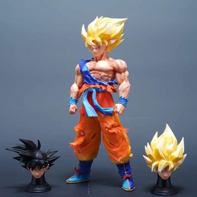 Anime Dragon Ball Z Son Goku Figuur Vervangbare Hoofden Super Saiyan Goku PVC Actiefiguren GK Standbeeld Verzameling Modus Speelgoed Cadeau brown