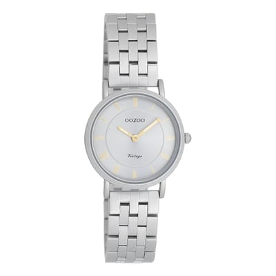OOZOO Vintage series - Licht grijze horloge met licht grijze roestvrijstalen armband - C20374