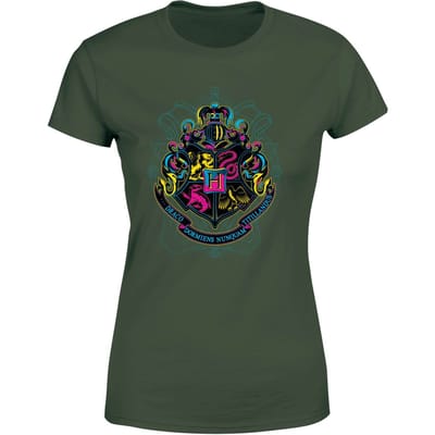 Harry Potter Hogwarts Neon Crest Women's T-Shirt - Green - XS