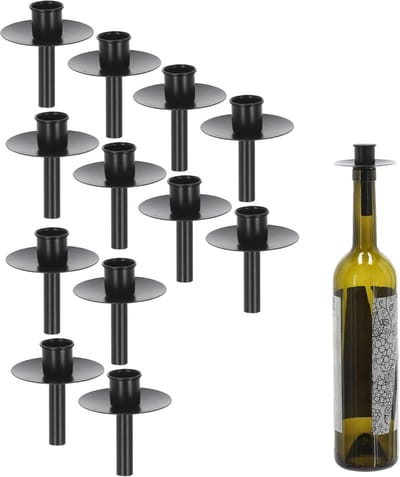 Novaliv 12x kaarsenhouder fles zwart ijzer kaarsenhouder fles opzetstuk voor kaarsen ca. 2cm zwarte fles kaarsenhouder stok kaarsen kaarsenhouder stok kaarsenhouder stok kaarsenmondstuk