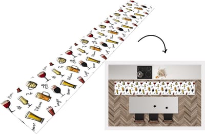 Keukenloper - Loper keuken - Bier - Glazen - Patroon - 300x50 cm - Keukenloper vinyl