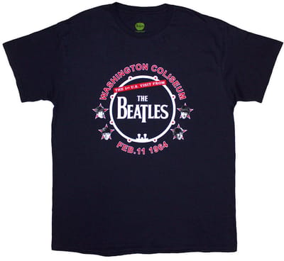 The Beatles - Washington '64 Drum Heren T-shirt - S - Donkerblauw