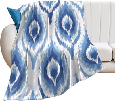 Flanellen Fleece Deken - Zachte Pluche Deken - Gezellig Ontspannen - Anti-Pilling Materiaal - 80x100 cm - Etnisch Blauw