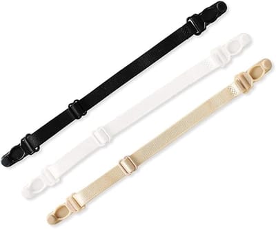 Elastische Bh Schouderbanden - 3 stuks - Verstelbare Ondergoedriemen - BH straps - Voorkomt Wegglijden BH Band - Zwart, Wit & Beige - Polyester - 21*1cm