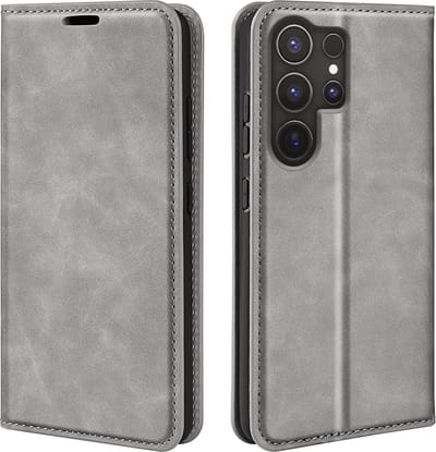 MobyDefend Hoesje - Geschikt voor Samsung Galaxy S25 Ultra - Luxe Wallet Bookcase (Magnetische Sluiting) - Grijs