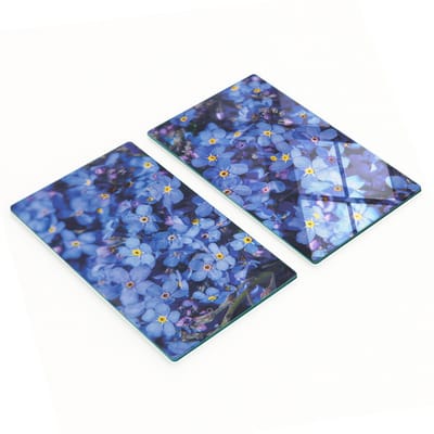 Decoratieve glazen snij- en serveerplanken met vergeet-me-nietmotief, 2x30x52 cm