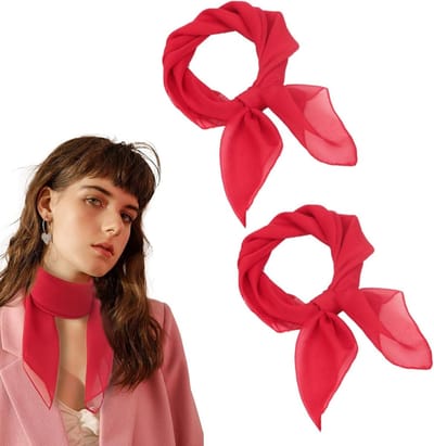 Retro 50s Chiffon Neckerchief Set voor Dames - Zachte en Lichtgewicht Vierkante Sjaals, Ideaal voor Avondkleding, 65 x 65 cm, Modeaccessoire en Vintage Stijl