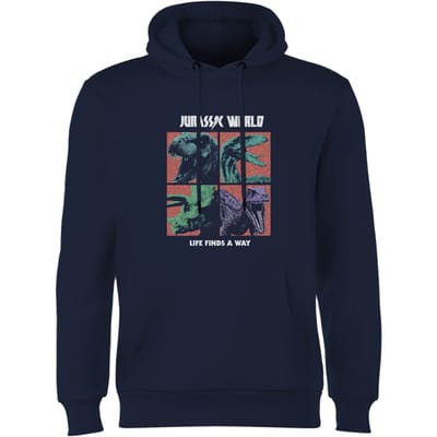 Jurassic Park World Four Colour Faces Hoodie - Navy - S