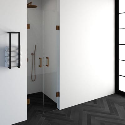 Brauer Void - Pendeldeuren - Helder Glas - 70 x 200 cm - incl. Glascoating - PVD Koper Geborsteld