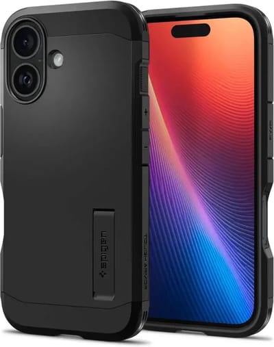 Spigen Geschikt voor Apple iPhone 16 - Tough Armor - Back Cover Hoesje - Zwart