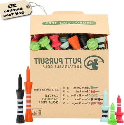 Golf Tees Kasteel - Bamboe Tees Golf - Verbeter Golfspel - Biologisch Afbreekbaar Materiaal - 25mm tot 70mm - Gemengde Kleuren