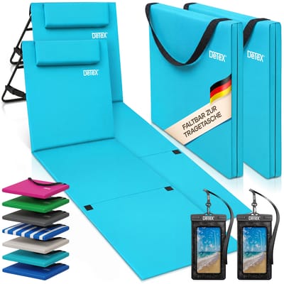Strandmat set van 2 turquoise 158x56x46cm gewatteerd