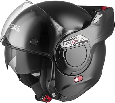 BEON B707 Stratos Motorhelm - Glans Zwart - S - Systeemhelm met Zonnevizier - 180º Verstelbare integraalhelm - Jethelm