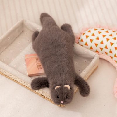 Schattig Klein Dier Frettchen Pluche Speelgoed Liggende Houding Levensgetrouw Frettchen Pop Knuffeldier Comfortabel Om Aan Te Raken Slaap Pop about 47cm beige