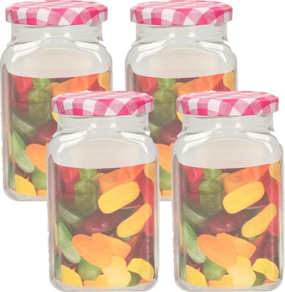 Plasticforte Weckpot/inmaakpot Classic - 4x - 500ml - kunststof - draaideksel - roze - D7 x H13 cm