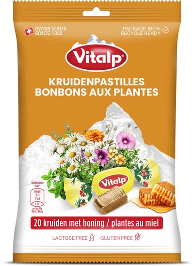 Vitalp - Keelpastilles - Original Met 20 Kruiden En Honing - 16 zakjes - 75 gram
