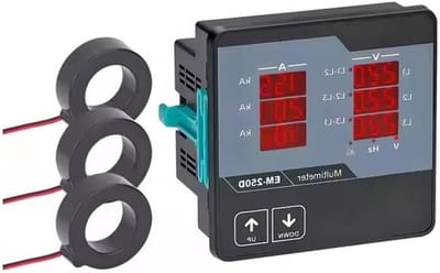 Digitale Meter - Paneelmeter Stroommeter - Industriële Monitoring - Drie-Fase Weergave - 220V AC - Zwart