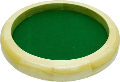 Dobbelpiste Houten Bak - Spel Accessoire - Spelplezier Vergroten - Geluiddempend Vilt - 35cm Diameter - Natuurlijk Hout