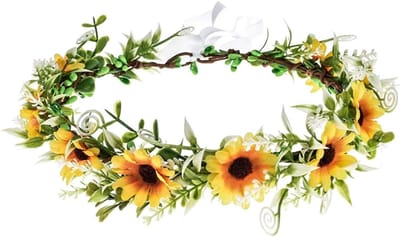 Bloemenkrans Meisjes Zonnebloem Hoofddeksel - Ideaal voor Festivals, Feestjes en Bruiloften