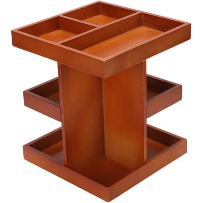 360 graden Roterend Make-up Houten Bureau Opbergrek met Meerdere Vakken Cosmetische Display Case voor Huidverzorging Parfum Slaapkamer