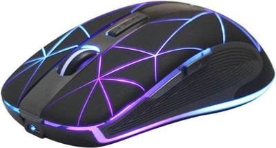StayPowered Draadloze Muis - Stijlvolle LED-verlichting, Oplaadbaar en Ergonomisch - Plug & Play - 10m Bereik - 5 Knoppen - Compatibel met Windows/Mac/Linux - Zwart - Levering Sneller dan Aangegeven!