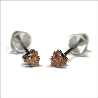 Rvs sieraden - Oorbellen - mini studs met zirkonia - 3mm -champagne