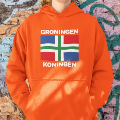 Oranje Koningsdag Hoodie Groningen, Koningen - MAAT XS - Feestkleding & Carnavalskleding