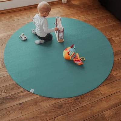 Ronde kruipmat 120 cm, Öko-Tex antislip, petrol kleur - Duurzaam en hygiënisch