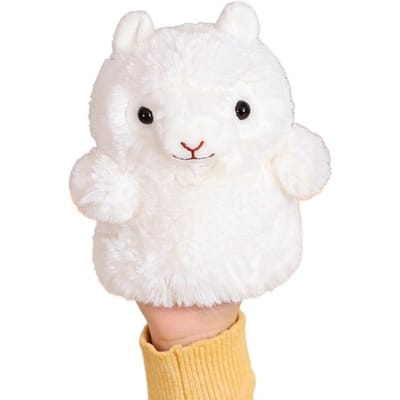 20cm Schattige Alpaca Pluche Handpop Pluizig Cartoon Grasland Dier Regenboog Wit Kleine Pluche Speelgoed Interactieve Educatieve Prop Cadeau 20cm hand puppet