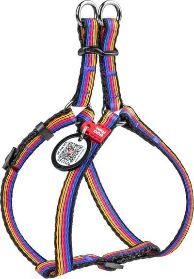 WAUDOG Line Harnas / Hondentuigje - Nylon - Gratis QR-tag - Breedte: 10 mm - Borstomtrek: 28 - 40 cm (GELIEVE ALVORENS BESTELLEN OPMETEN)