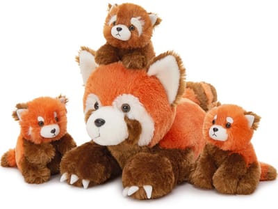 Pluche dier XXL 45 cm met baby's in de buik, realistische pluche panda's, groot, zacht, schattig, cadeau-idee voor kinderen, meisjes, jongens, verjaardag, kerstdecoratie