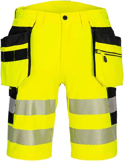 Portwest DX4 Hi-Vis korte broek met holsterzakken DX446 - Geel/Zwart - 30