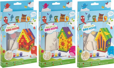 Grafix Knutselset Vogelhuisje 3pcs - Bouw & Versier je Eigen Vogelhuisje - Educatief Buitenspeelgoed voor Tuindecoratie