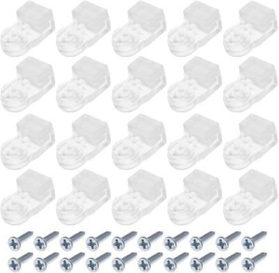 Dailygoods- Glasclip 20 Stuks - Bevestigingsclip voor 3-4mm Dik Glas - Kunststof/Rubber - Transparant Ontwerp - 21.5x12.5x10mm - Duurzaam