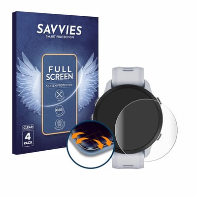 Savvies - Screenprotector voor Garmin Forerunner 955 - Folie Beschermfolie transparant volledig dekking 4 Stuks