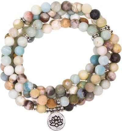 Mala amazoniet elastisch met lotus - 0.8 cm