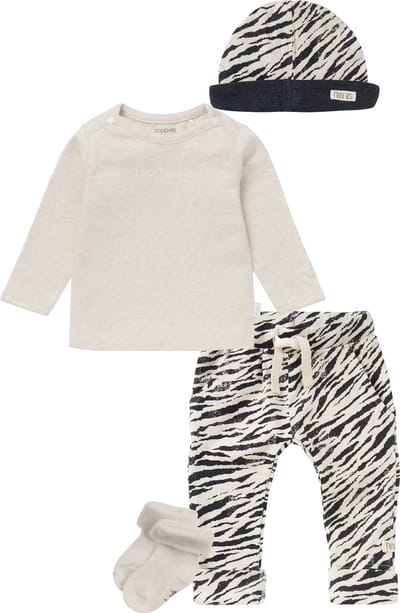 Noppies - Kledingset - Unisex - Broek Tebang Oatmeal - Shirt Hester Oatmeal - Muts Balflour - 1 paar sokjes - Maat 62