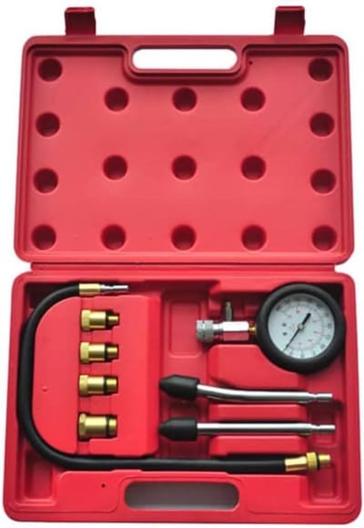 Compressietester Set - Motortester Druktester - Motor Conditie Meten - 9 Delig Benzinemotor - 0-20 bar - Zwart Rood