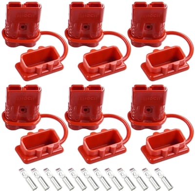 Allecto - Batterijaansluiting - 50 A stekker - Eenvoudig te installeren - Rood - Quick Connect accuconnector - Geschikt voor auto en camper - 6 stuks