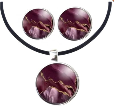 Set Burberie clip oorbellen zilverrand ketting - Charme Bijoux