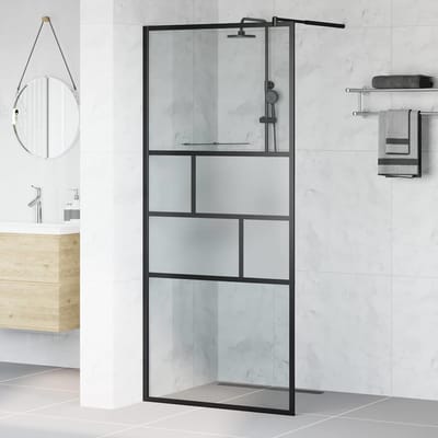 vidaXL - Inloopdouchewand - Zwart - 90 - x - 195 - x - 0,5 - cm - Glas - en - Aluminium