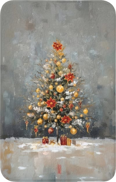WC mat 50x80 cm - Antislip - Kerstboom - Cadeaus - Rood - Goud - Toiletmat - Vloermat - Douchemat - Toilet tapijt - Toiletmatten