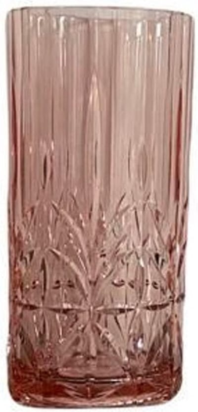 Goround Interior - longdrinkglazen - 300ml - kunststof - 2 stuks - 8.5 cm - H 16.5 cm - exclusieve glazen - roze - kristal look