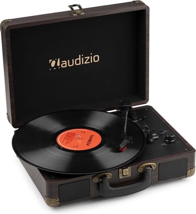 Platenspeler Bluetooth IN/OUT - Audizio RP116DW - 2025 model - Retro platenspeler met speakers - Donkerbruin