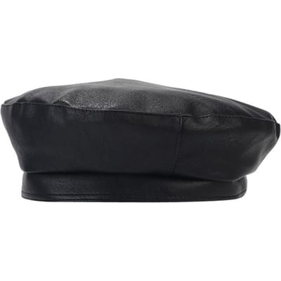 Zoete PU Leer Parel Strik Baret Koreaanse Stijl Britse Stijl Kunstenaarsmuts Retro Ontwerp Effen Kleur Schildersmuts Streetwear